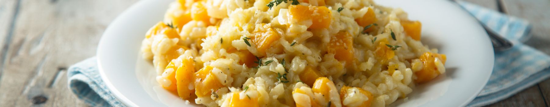 Risotto courge, pois gourmands et cidre